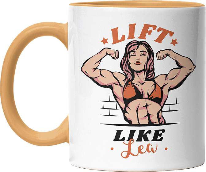 Lift Like Bodybuilderin Personalisierbar Name Witzige Goldgelb Tasse kaufen Geschenk