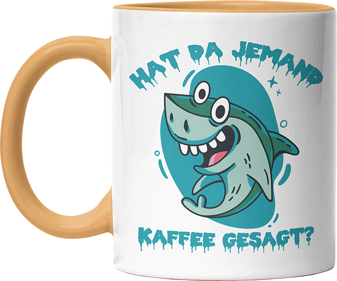 Hat da jemand Kaffee gesagt Hai Witzige Goldgelb Tasse kaufen Geschenk