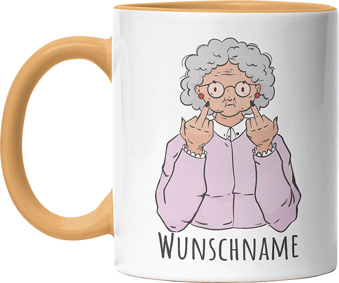 Alte Dame Kaffee Personalisierbar Name Witzige Goldgelb Tasse kaufen Geschenk
