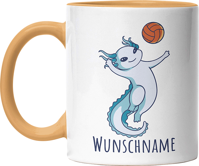 Axolotl Volleyball Kaffee Personalisierbar Name Witzige Goldgelb Tasse kaufen Geschenk