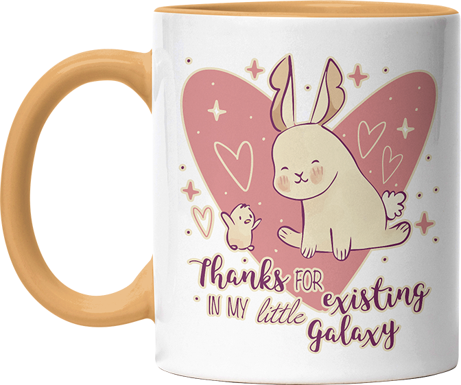 1WH Thanks for existing in my little Galaxy Hase Küken Witzige Goldgelb Tasse kaufen Geschenk