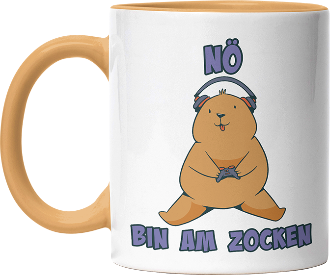 Bär Nö bin am zocken Witzige Goldgelb Tasse kaufen Geschenk