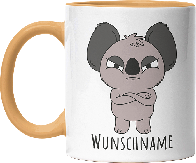 Genervter Koala Personalisierbar Name Witzige Goldgelb Tasse kaufen Geschenk