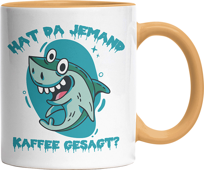 Hat da jemand Kaffee gesagt Hai Witzige Goldgelb Tasse kaufen Geschenk
