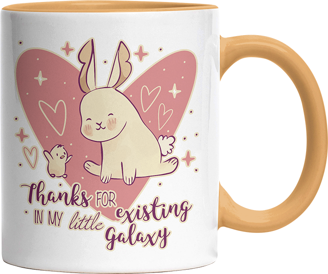 1WH Thanks for existing in my little Galaxy Hase Küken Witzige Goldgelb Tasse kaufen Geschenk