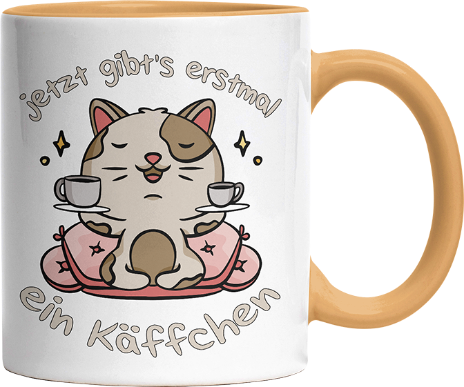 Jetzt gibts erstmal ein Käffchen Katze 3 Witzige Goldgelb Tasse kaufen Geschenk