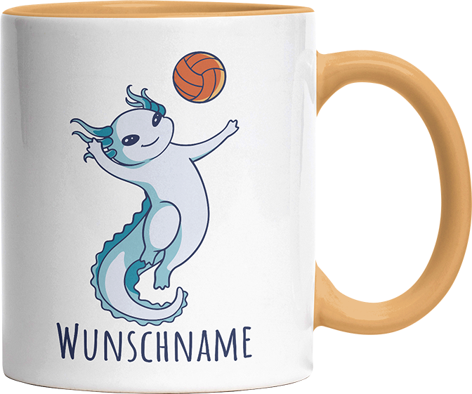 Axolotl Volleyball Kaffee Personalisierbar Name Witzige Goldgelb Tasse kaufen Geschenk