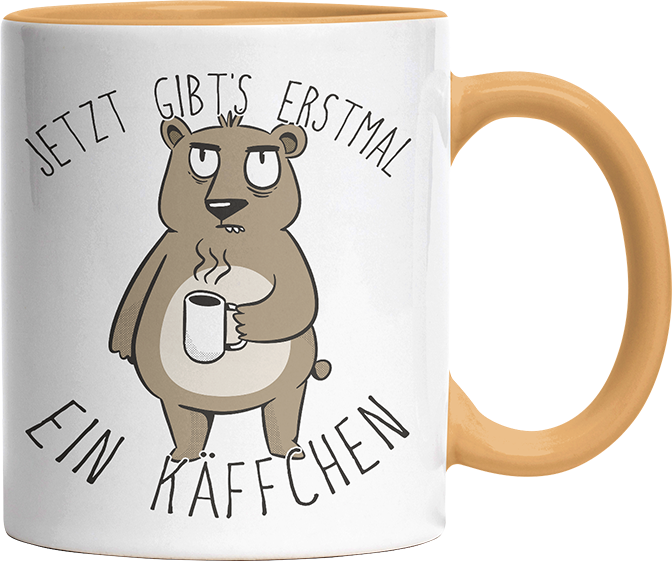 Jetzt gibts erstmal ein Käffchen Bär 2 Witzige Goldgelb Tasse kaufen Geschenk