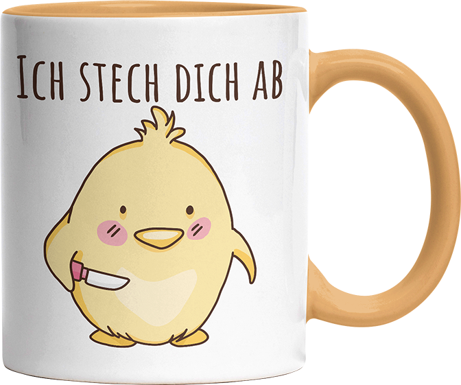 Ich stech dich ab Hühnchen Witzige Goldgelb Tasse kaufen Geschenk