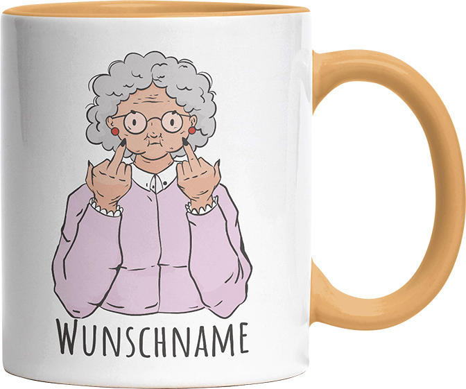 Alte Dame Kaffee Personalisierbar Name Witzige Goldgelb Tasse kaufen Geschenk