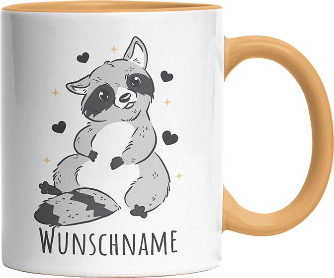 Waschbär Personalisierbar Name Witzige Goldgelb Tasse kaufen Geschenk