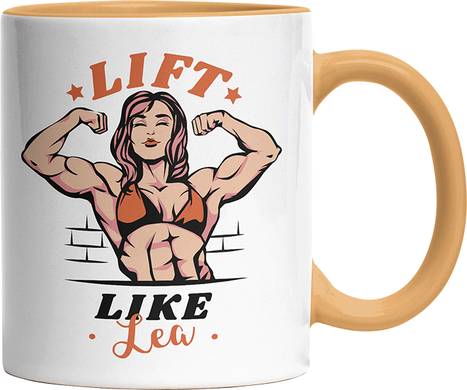 Lift Like Bodybuilderin Personalisierbar Name Witzige Goldgelb Tasse kaufen Geschenk