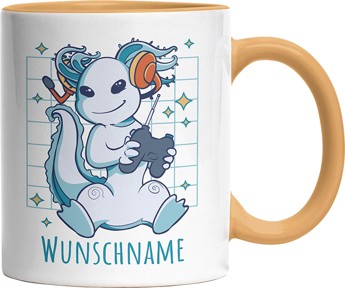 Axolotl Gamer Personalisierbar Name Witzige Goldgelb Tasse kaufen Geschenk