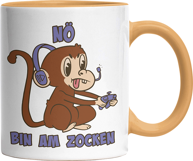 Affe Nö bin am zocken Witzige Goldgelb Tasse kaufen Geschenk