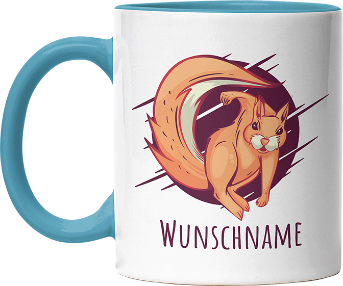 Eichhörnchen Personalisierbar Name 2 Witzige Hellblau Tasse kaufen Geschenk