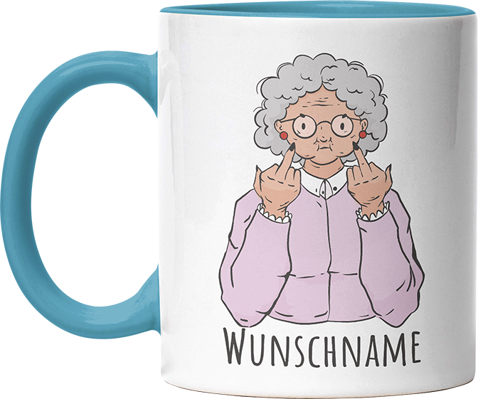 Alte Dame Kaffee Personalisierbar Name Witzige Hellblau Tasse kaufen Geschenk
