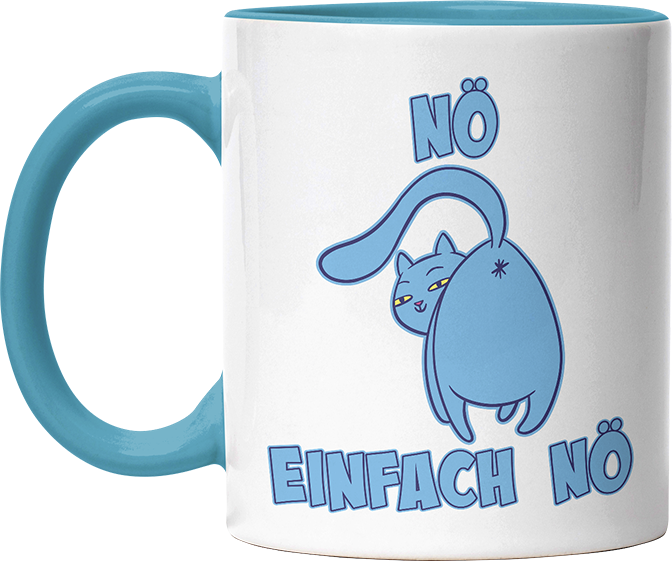 Nö Einfach Nö Katze zeigt Hintern 2 Witzige Hellblau Tasse kaufen Geschenk