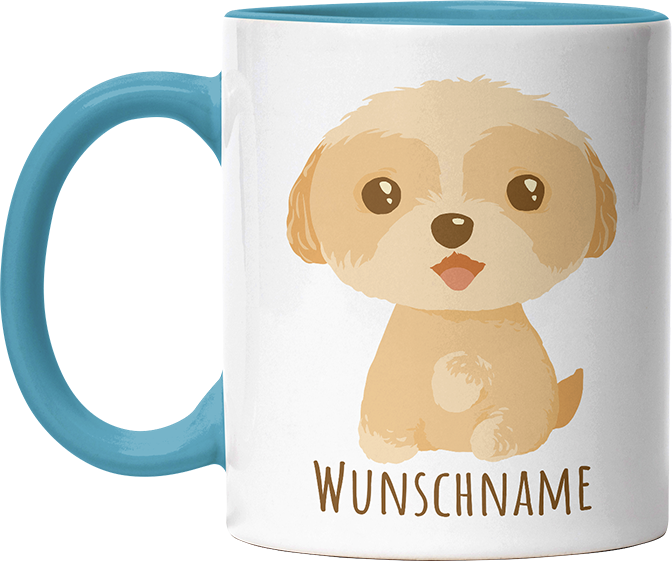 Maltipoo Personalisierbar Name Witzige Hellblau Tasse kaufen Geschenk