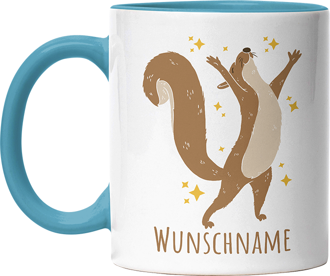 Eichhörnchen Personalisierbar Name 1 Witzige Hellblau Tasse kaufen Geschenk