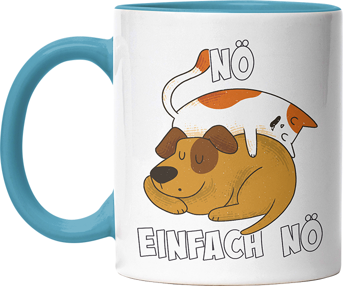 Nö Einfach Nö Hund Katze schlafen Witzige Hellblau Tasse kaufen Geschenk