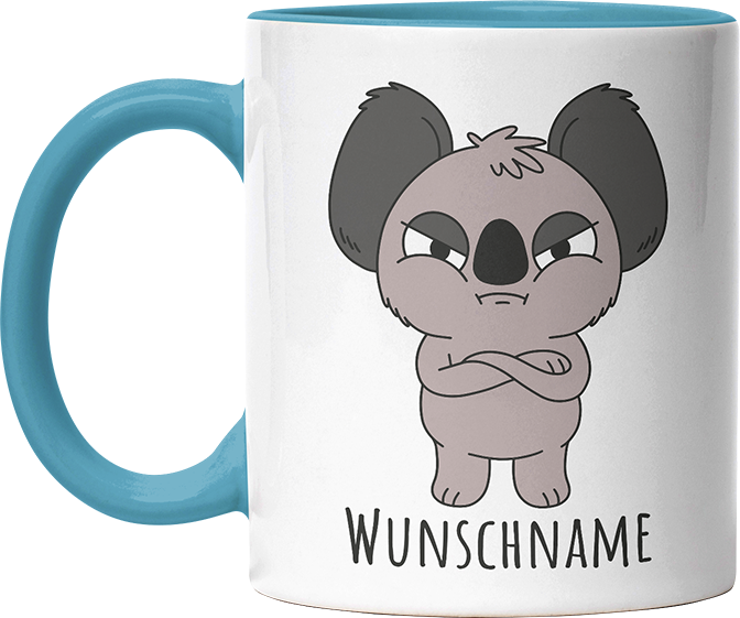 Genervter Koala Personalisierbar Name Witzige Hellblau Tasse kaufen Geschenk