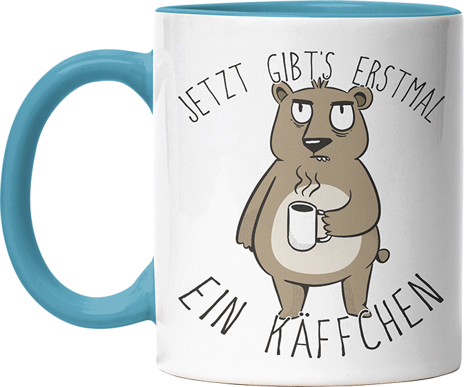 Jetzt gibts erstmal ein Käffchen Bär 2 Witzige Hellblau Tasse kaufen Geschenk