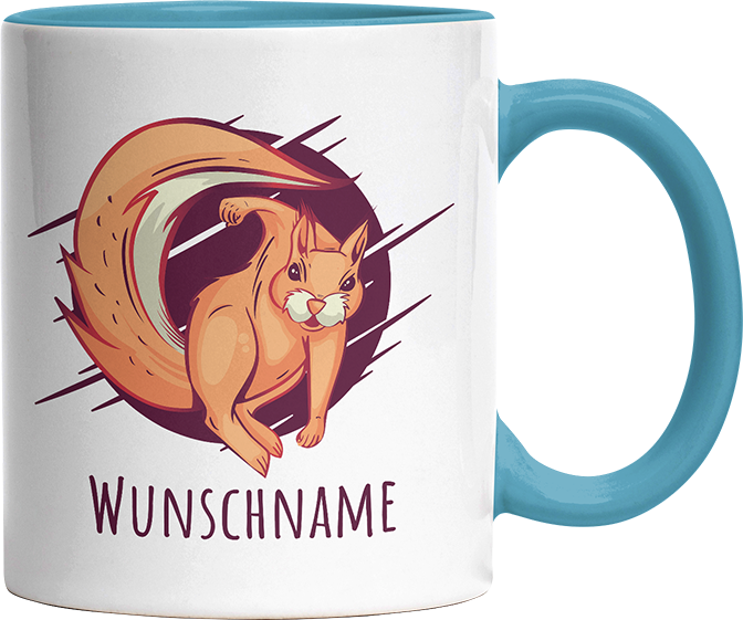 Eichhörnchen Personalisierbar Name 2 Witzige Hellblau Tasse kaufen Geschenk