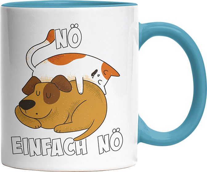 Nö Einfach Nö Hund Katze schlafen Witzige Hellblau Tasse kaufen Geschenk