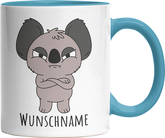 Genervter Koala Personalisierbar Name Witzige Hellblau Tasse kaufen Geschenk
