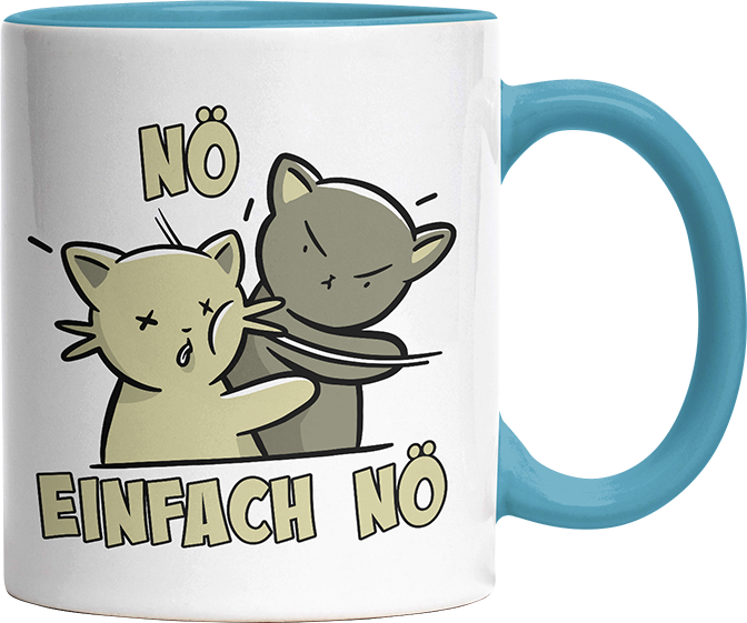 Nö Einfach Nö Katzen Ohrfeige Witzige Hellblau Tasse kaufen Geschenk