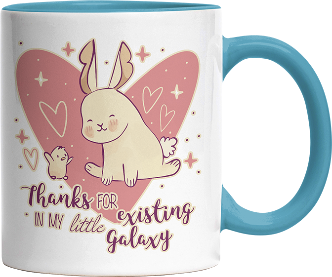 1WH Thanks for existing in my little Galaxy Hase Küken Witzige Hellblau Tasse kaufen Geschenk