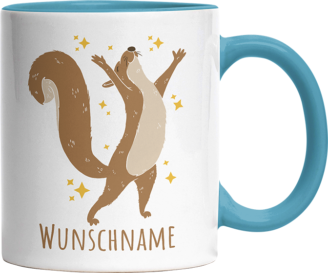 Eichhörnchen Personalisierbar Name 1 Witzige Hellblau Tasse kaufen Geschenk