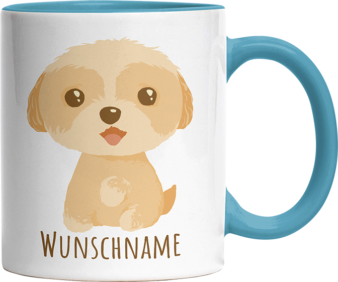 Maltipoo Personalisierbar Name Witzige Hellblau Tasse kaufen Geschenk