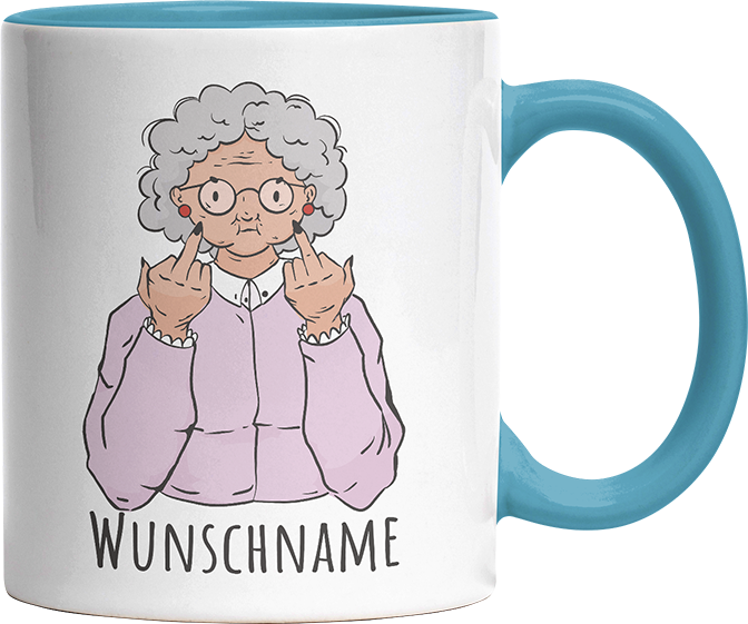Alte Dame Kaffee Personalisierbar Name Witzige Hellblau Tasse kaufen Geschenk