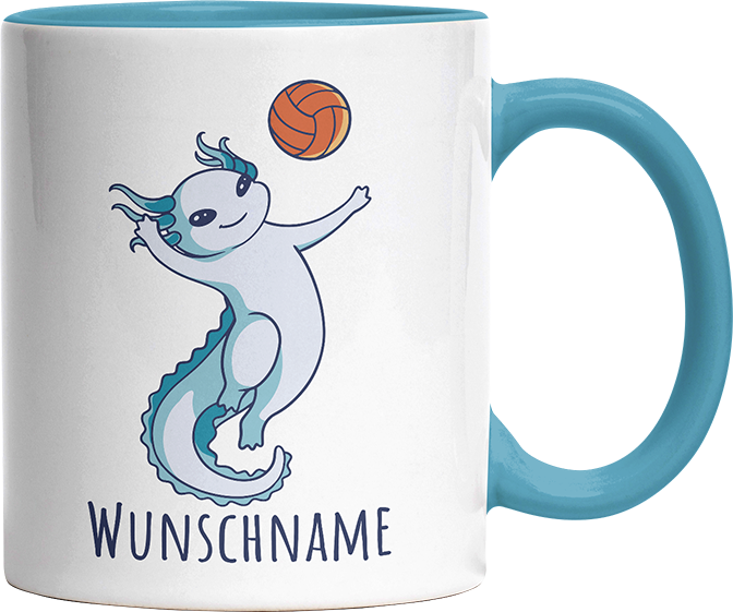 Axolotl Volleyball Kaffee Personalisierbar Name Witzige Hellblau Tasse kaufen Geschenk