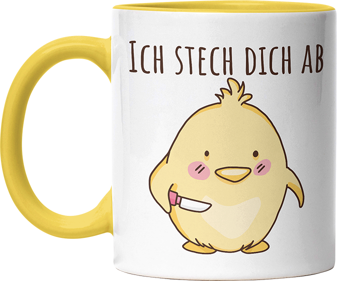 Ich stech dich ab Hühnchen Witzige Hellgelb Tasse kaufen Geschenk