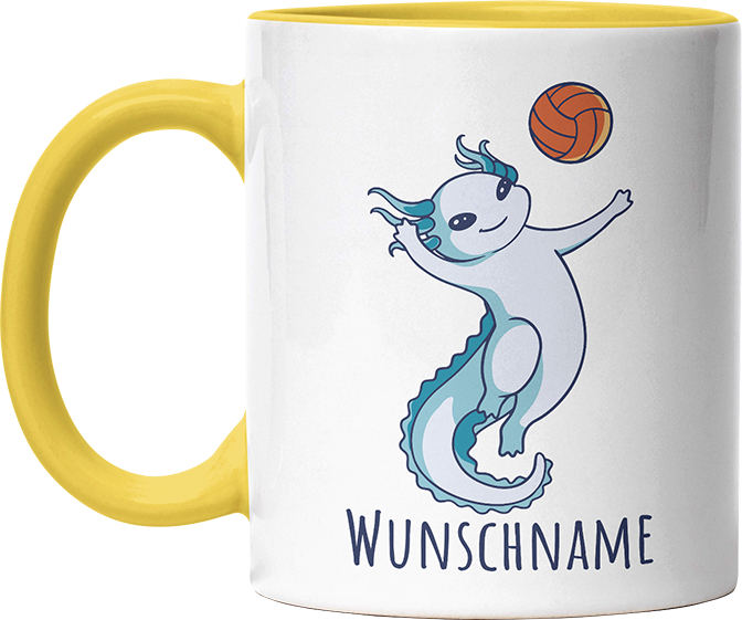 Axolotl Volleyball Kaffee Personalisierbar Name Witzige Hellgelb Tasse kaufen Geschenk