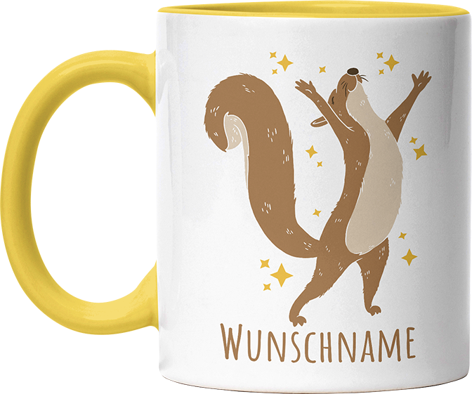 Eichhörnchen Personalisierbar Name 1 Witzige Hellgelb Tasse kaufen Geschenk