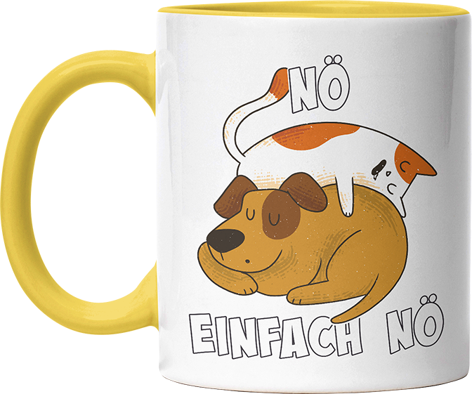 Nö Einfach Nö Hund Katze schlafen Witzige Hellgelb Tasse kaufen Geschenk
