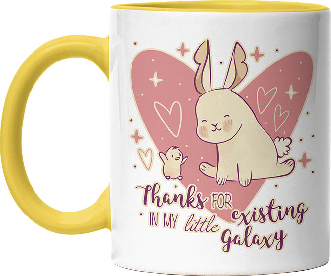 1WH Thanks for existing in my little Galaxy Hase Küken Witzige Hellgelb Tasse kaufen Geschenk