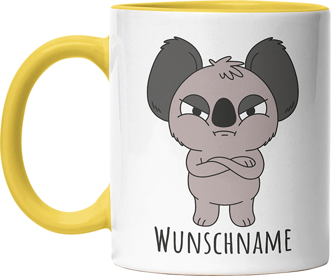 Genervter Koala Personalisierbar Name Witzige Hellgelb Tasse kaufen Geschenk