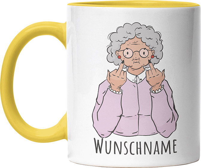 Alte Dame Kaffee Personalisierbar Name Witzige Hellgelb Tasse kaufen Geschenk