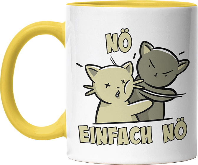 Nö Einfach Nö Katzen Ohrfeige Witzige Hellgelb Tasse kaufen Geschenk