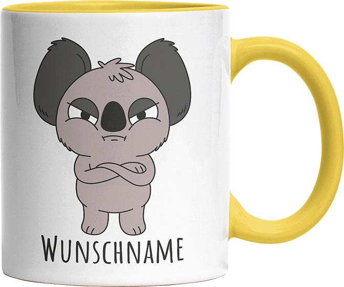 Genervter Koala Personalisierbar Name Witzige Hellgelb Tasse kaufen Geschenk