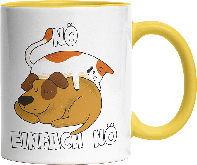 Nö Einfach Nö Hund Katze schlafen Witzige Hellgelb Tasse kaufen Geschenk