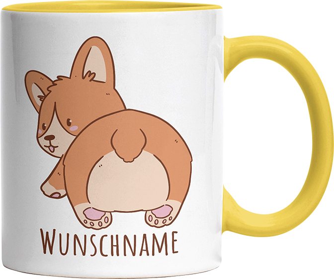 Corgi Popo Kaffee Personalisierbar Name Witzige Hellgelb Tasse kaufen Geschenk