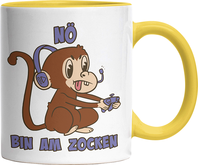 Affe Nö bin am zocken Witzige Hellgelb Tasse kaufen Geschenk