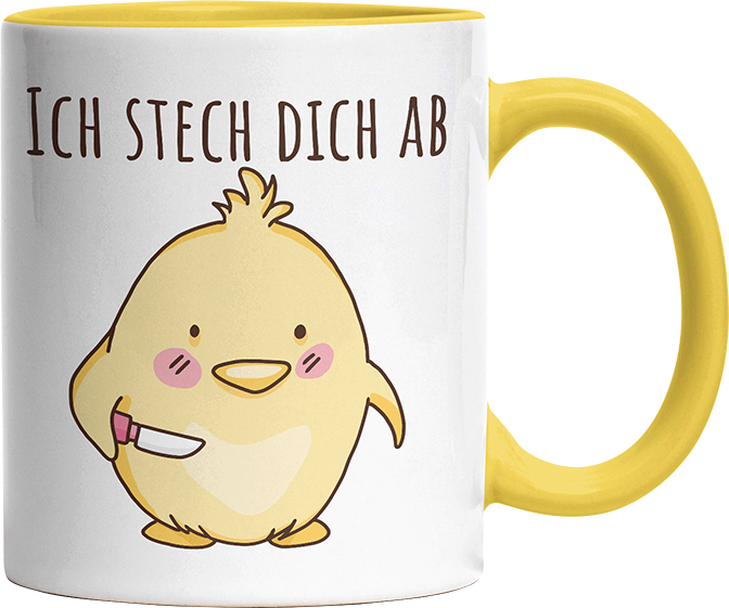 Ich stech dich ab Hühnchen Witzige Hellgelb Tasse kaufen Geschenk