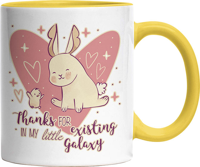 1WH Thanks for existing in my little Galaxy Hase Küken Witzige Hellgelb Tasse kaufen Geschenk