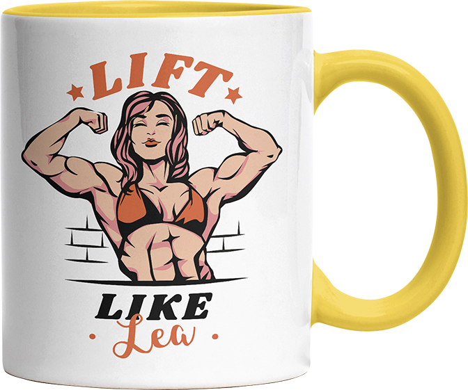 Lift Like Bodybuilderin Personalisierbar Name Witzige Hellgelb Tasse kaufen Geschenk